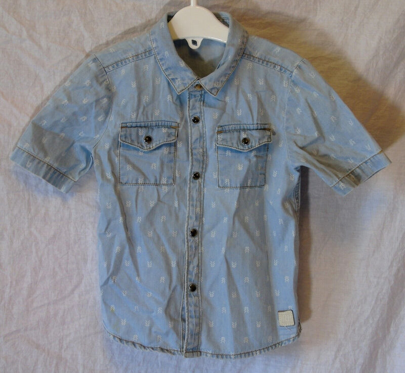 Blue Denim Look Short Sleeve Shirt Age 2-3 Years River Island