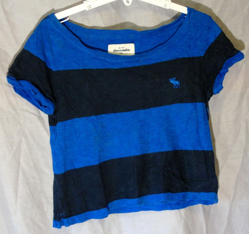 Black Striped Crop T-Shirt Top Age 8-9 Years Abercrombie Fitch