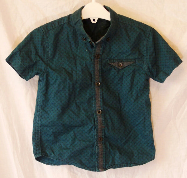 Green Black Short Sleeve Shirt Age 2-3 Years George