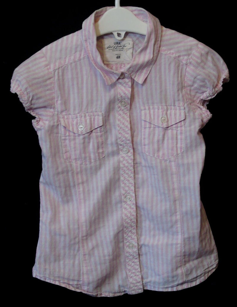 Pink Stripe Shirt Blouse Top Age 5-6 Years H&M