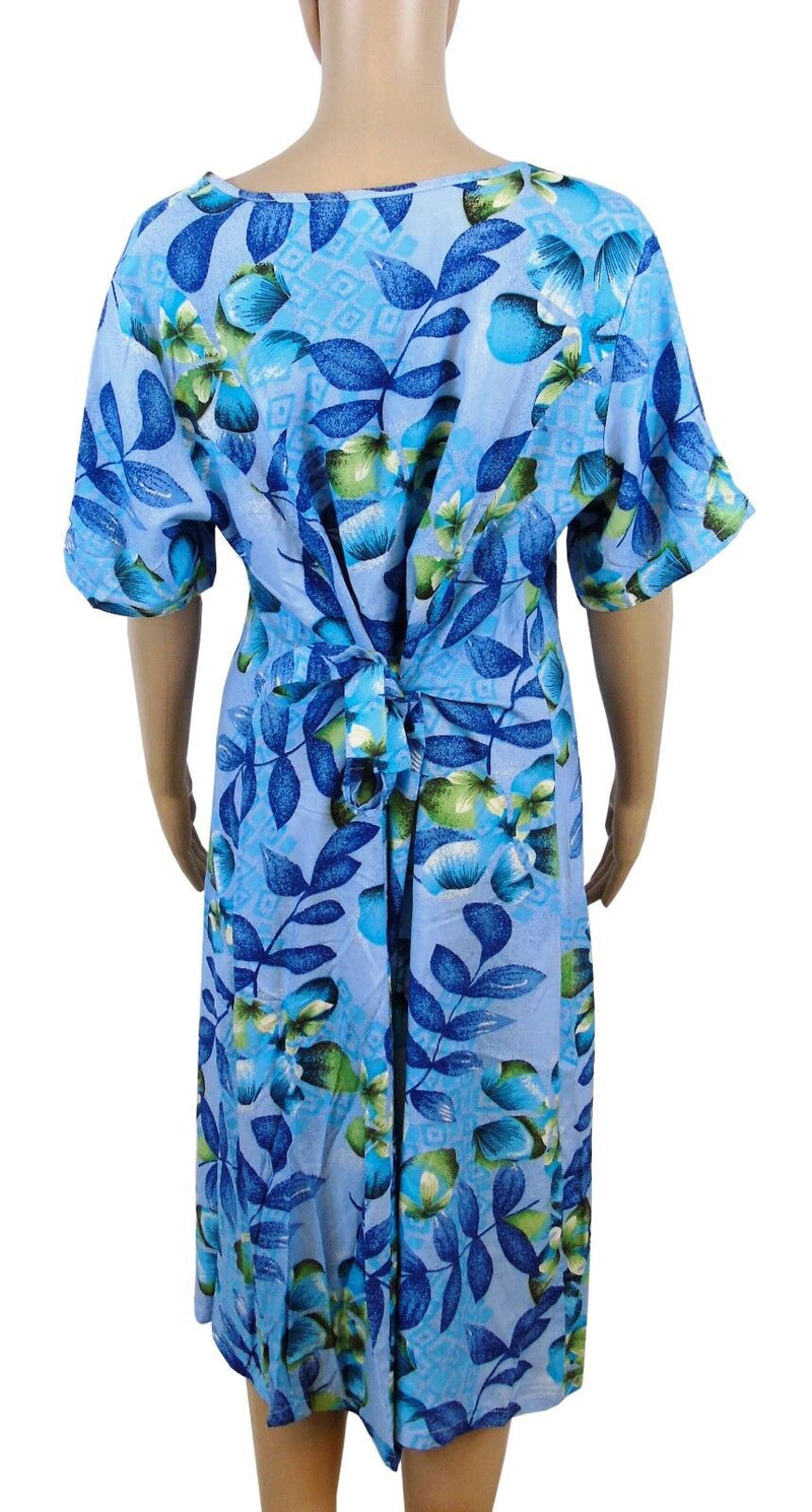 Blue Floral Tie Waist Tea Dress Size 16