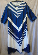 Blue White Geometric Summer Maxi Dress Size 16 XL Shein