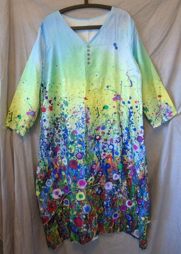 Multicoloured Floral Modest Maxi Dress Size 16 XL Shein