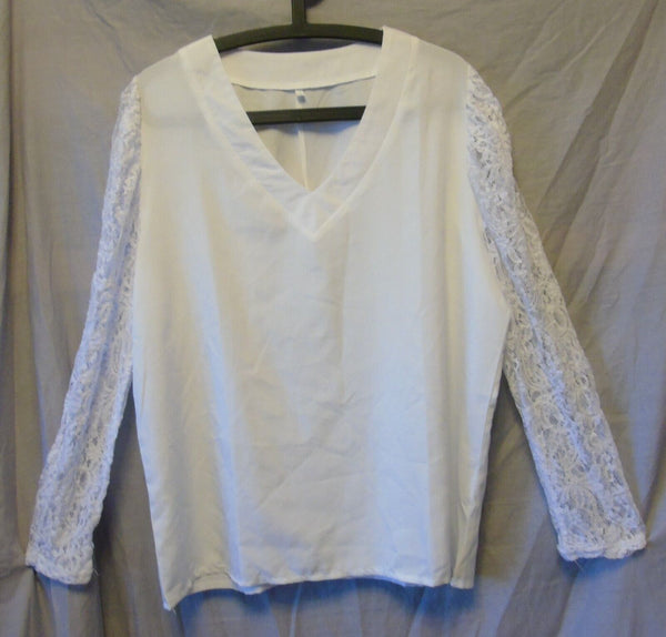 White Lace Sleeve Blouse Top Size 18 1XL Shein