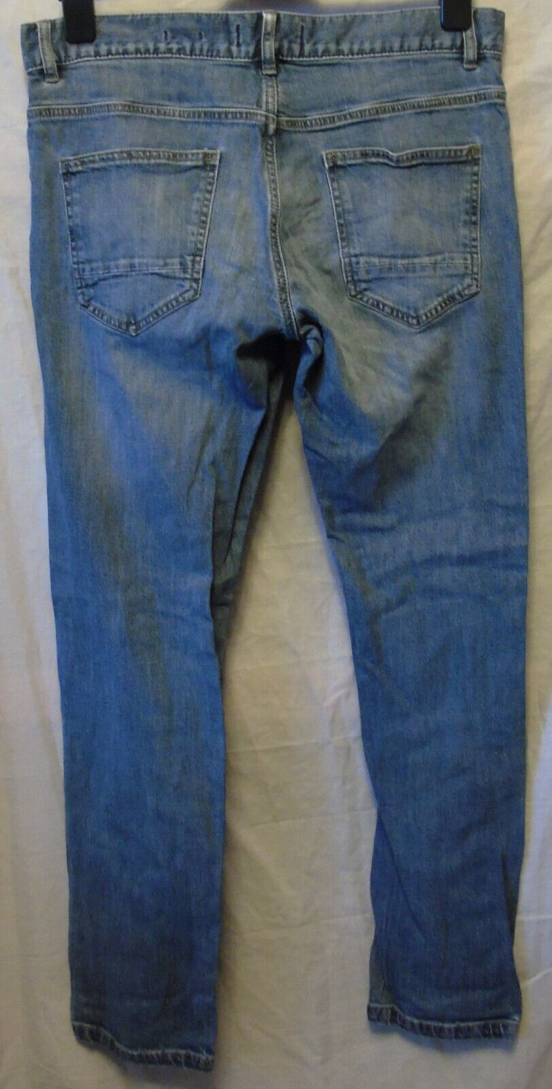 Blue Whiskered Tapered Jeans W32" L32" Matalan