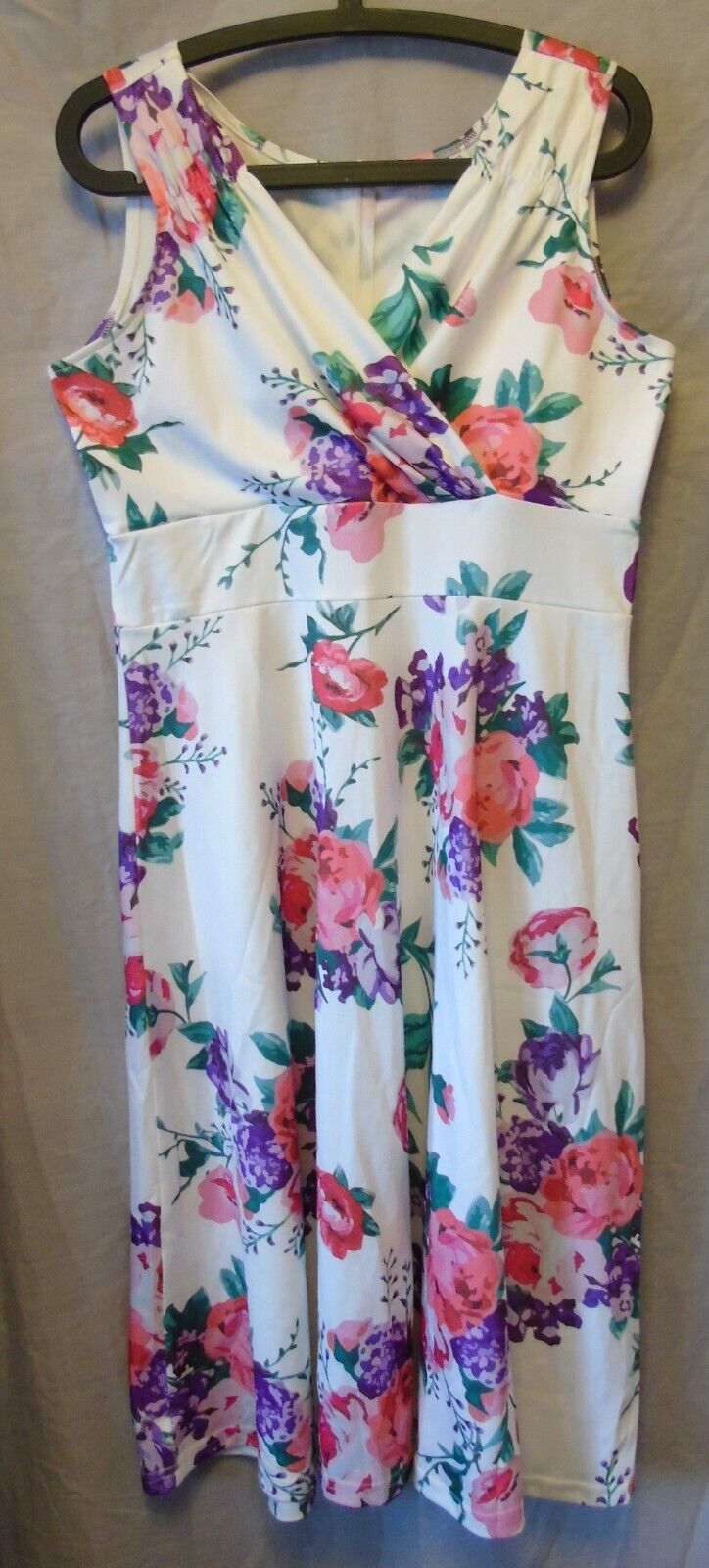 White Floral Rose Midi Dress Size 16 XL Shein