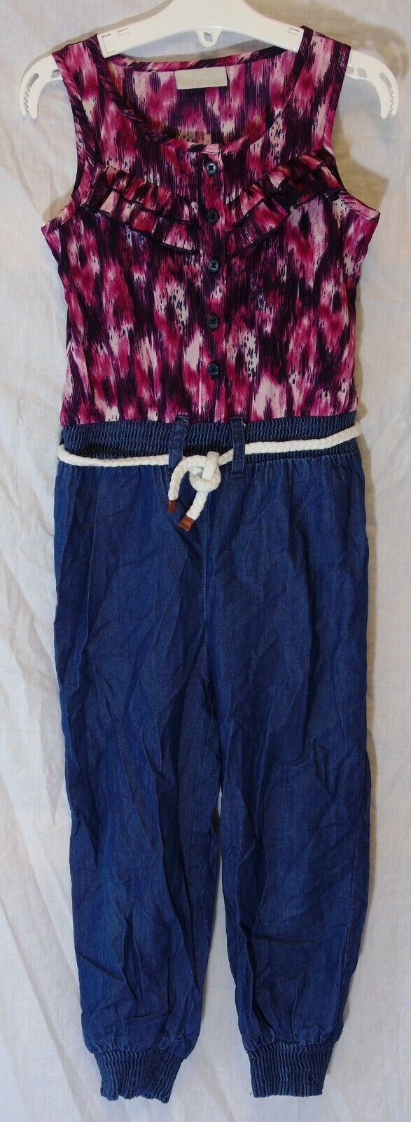 Pink Blue Denim Look Belted Jumpsuit Age 3 Years Matalan