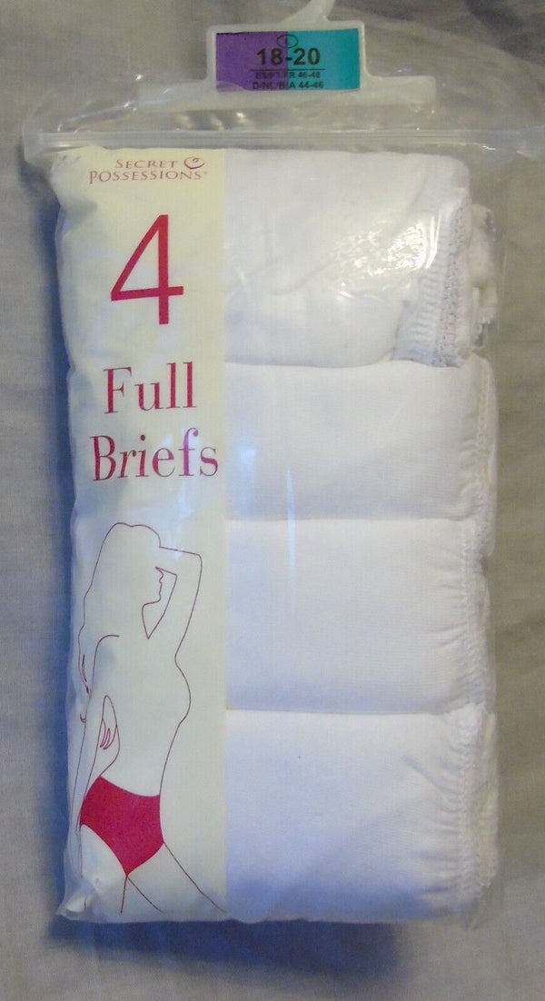 White 4-Pack Full Briefs Knickers Size 18-20 Primark