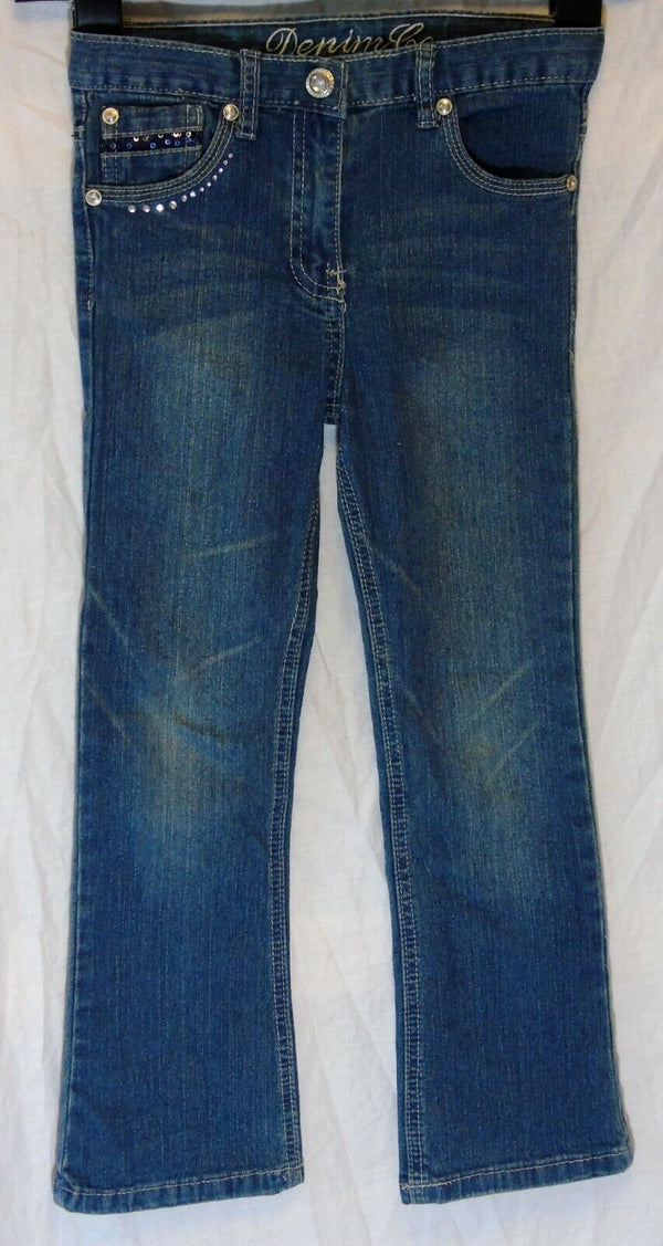 Blue Whiskered Sparkly Sequin Diamante Jeans Age 6-7 Years Primark