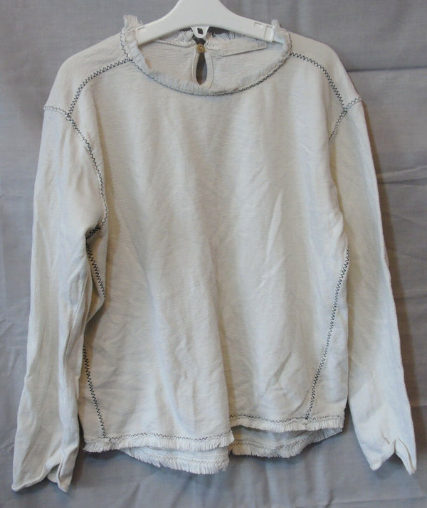 White Frayed Hems Long Sleeve Top Age 9-10 Years Zara