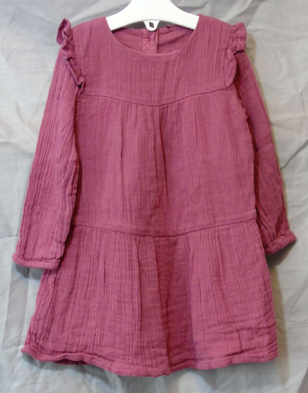 Pink Textured Long Sleeve Dress Age 9-12 Months TU