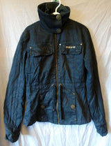 Black Denim Feel Coat Age 13-14 Years Adidas Girls