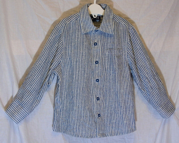 Blue Stripe Linen Blend Long Sleeve Shirt Age 3 Years Next