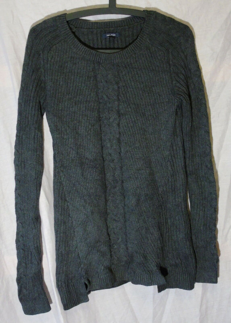 Dark Grey Cable Knit Jumper Size 12 S Small Nautica