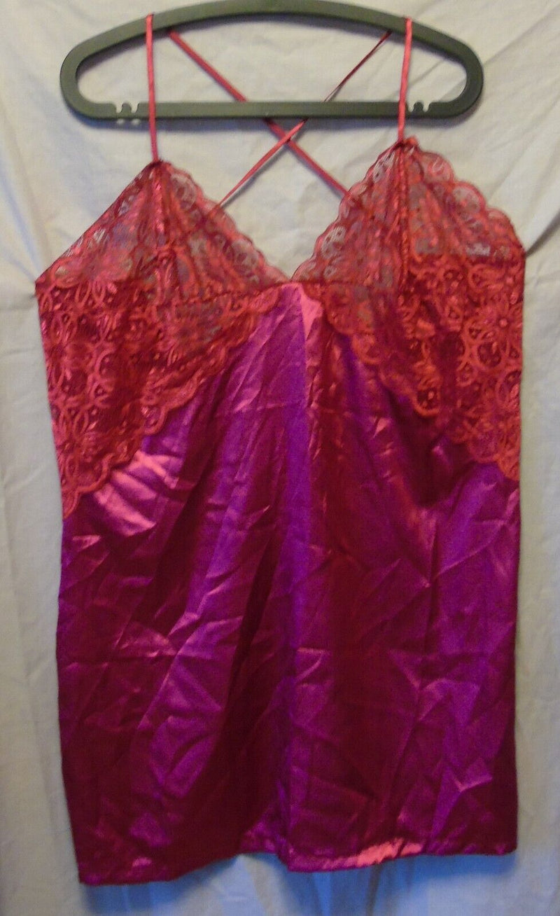 Red Satin Lace Chemise Nightie Size 16 XL Shein