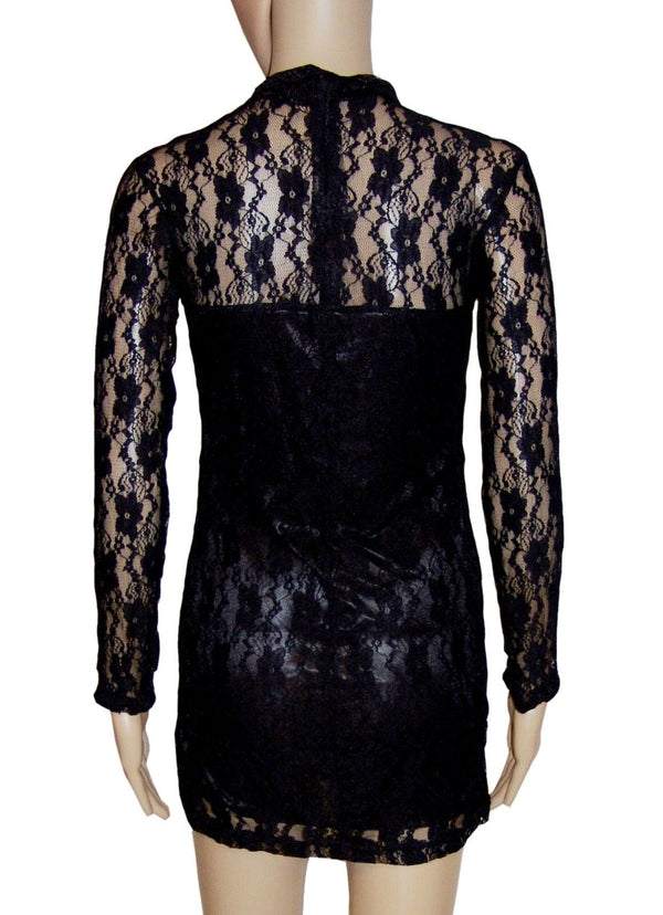 Black Lace Bodycon Dress Size 8 Langman