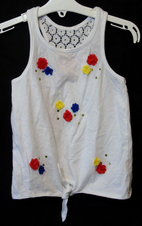 White Diamante Tie Front Top Age 5 Years TU